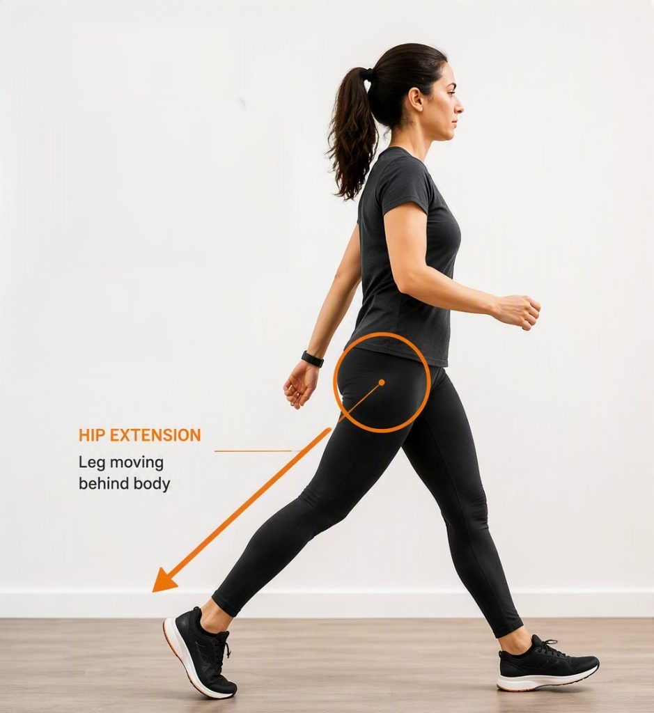 Hip extension self-assessment test 1 - walking push-off